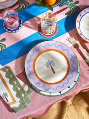 Eleanor Bowmer Set of 4 White Electric Coast Palm Tree Dinner Plates - Image 1 of 3