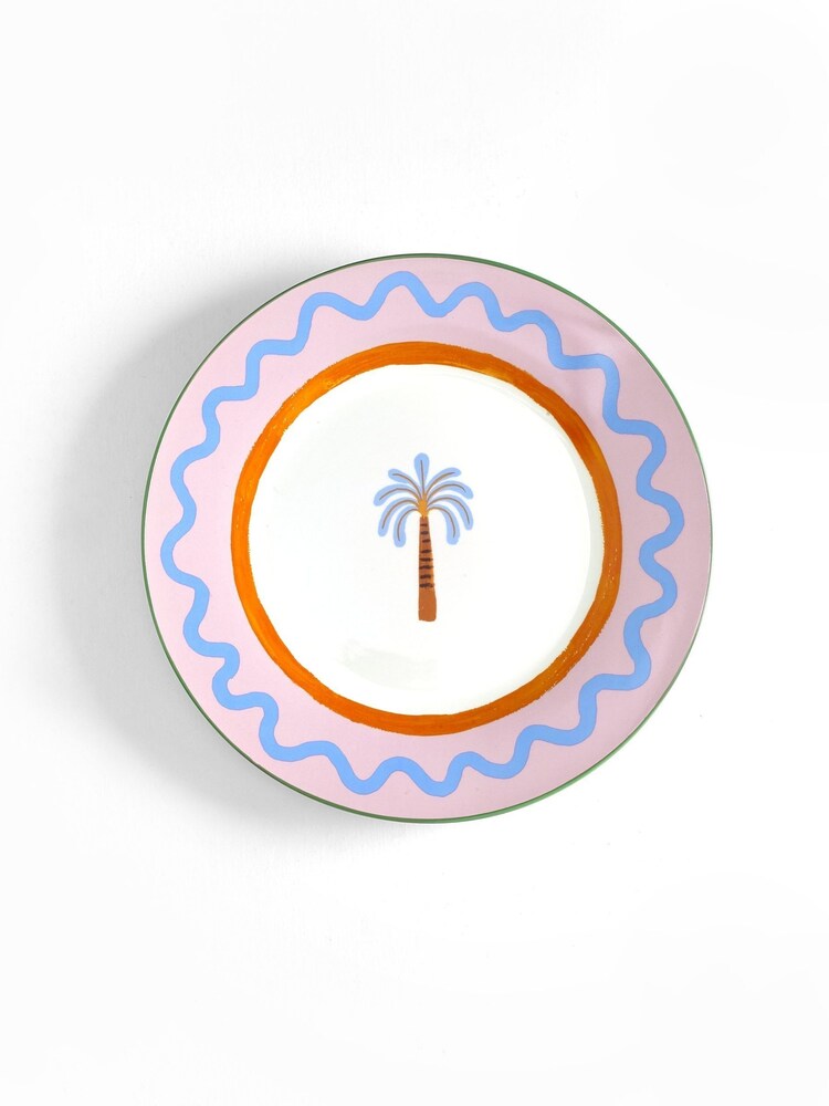 Eleanor Bowmer Set of 4 White Electric Coast Palm Tree Dinner Plates - Image 2 of 3