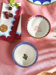 Eleanor Bowmer Set of 2 White Electric Coast Cactus & Oyster Nibble Bowls - Image 1 of 3