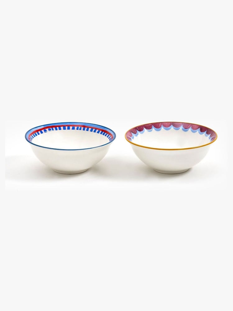 Eleanor Bowmer Set of 2 White Electric Coast Cactus & Oyster Nibble Bowls - Image 3 of 3