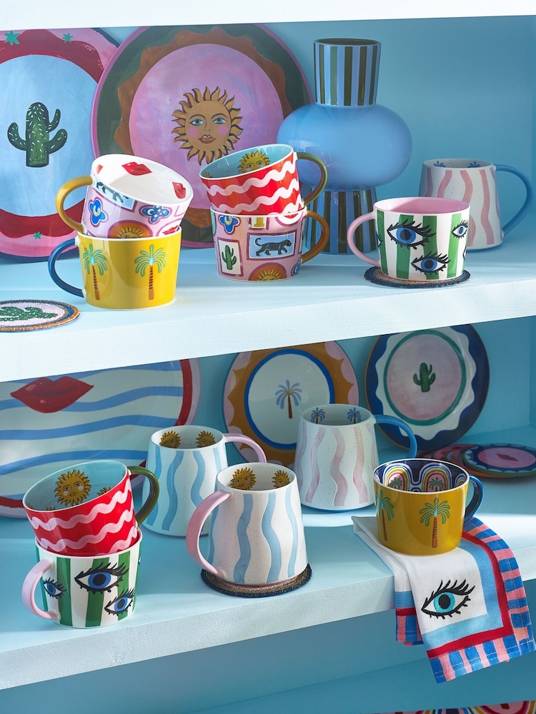 Eleanor Bowmer Set of 2 Red Electric Coast Sun Mugs - Image 2 of 4