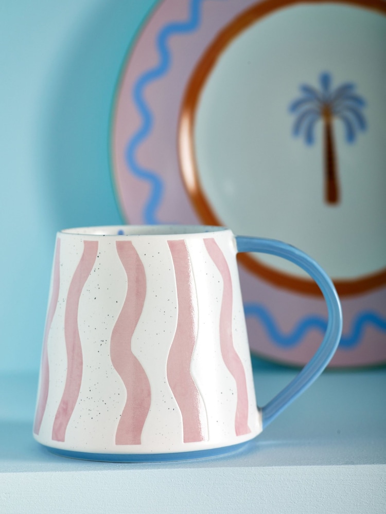Eleanor Bowmer Set of 2 Pink Electric Coast Wave Mugs - Image 1 of 5