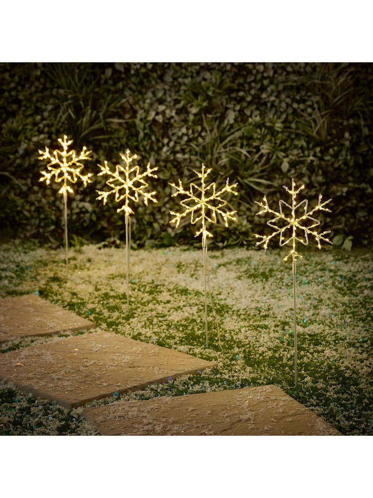 Premier Decorations Ltd Set of 4 Snowflake LED Outdoor Path Lights - Image 1 of 2