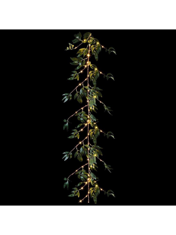 Premier Decorations Ltd Green Leaf Garland with Warm White Micro Brigh Lights - Image 2 of 2