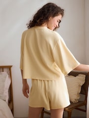 Yellow Textured Short Set Pyjamas - Image 4 of 11