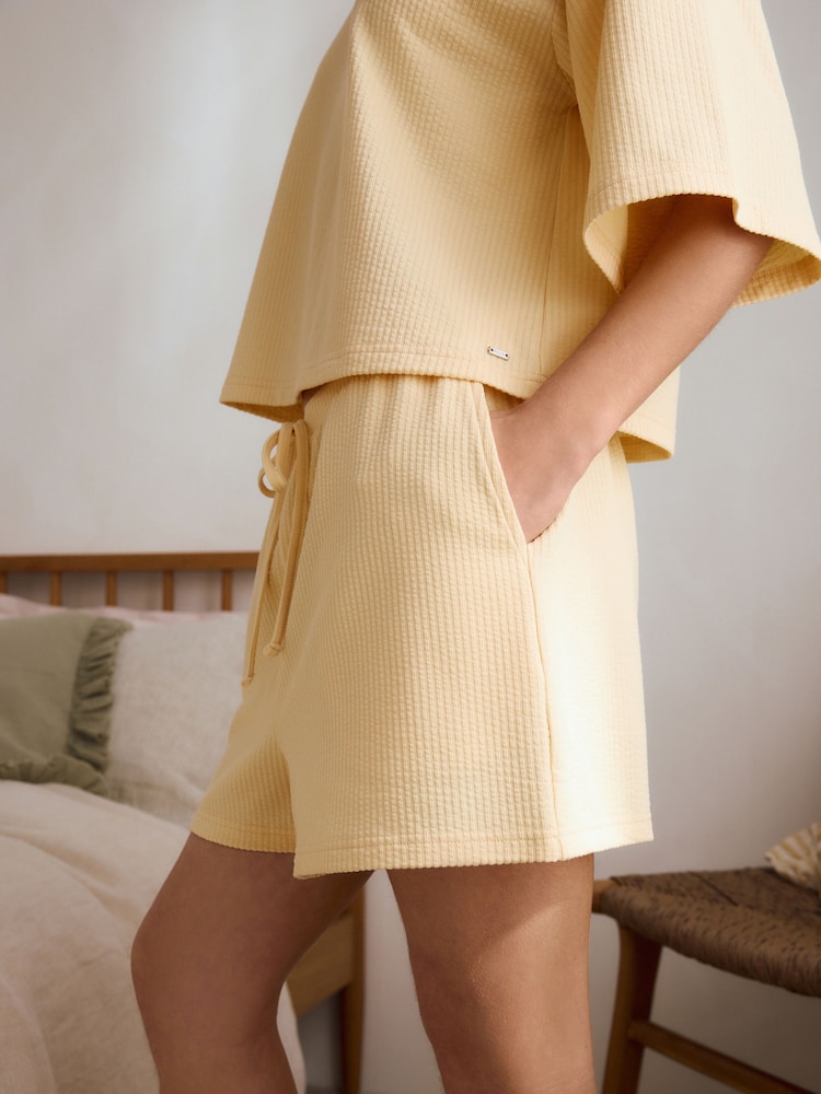 Yellow Textured Short Set Pyjamas - Image 6 of 11