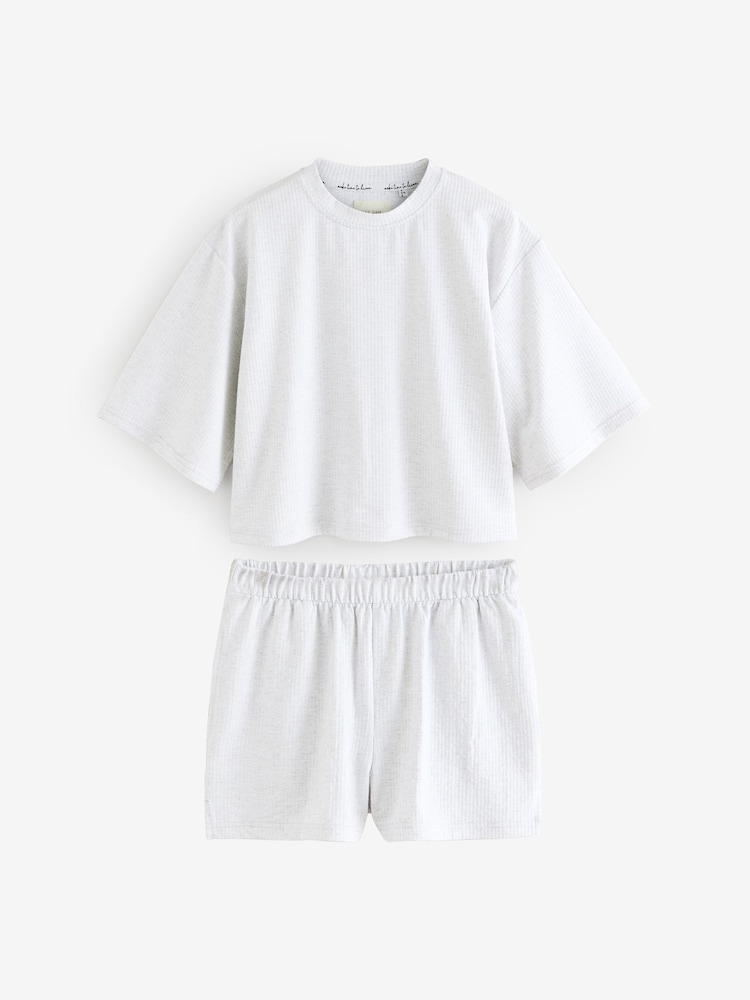 Grey Textured Short Set Pyjamas - Image 8 of 12