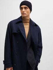 BOSS Blue Logo Label Virgin Wool Beanie Hat - Image 1 of 6