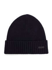BOSS Blue Logo Label Virgin Wool Beanie Hat - Image 3 of 6