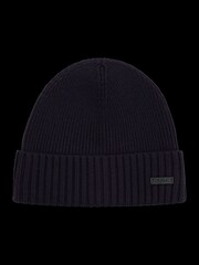 BOSS Blue Logo Label Virgin Wool Beanie Hat - Image 4 of 6