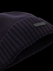 BOSS Blue Logo Label Virgin Wool Beanie Hat - Image 6 of 6