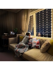 Premier Decorations Ltd White Stars Flexi Bright Warm LED Curtain Lights - Image 1 of 3
