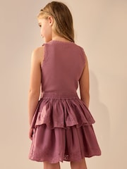 Purple Tiered Skirt 100% Cotton Dress (3-12yrs) - Image 3 of 9