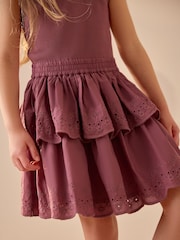 Purple Tiered Skirt 100% Cotton Dress (3-12yrs) - Image 4 of 9