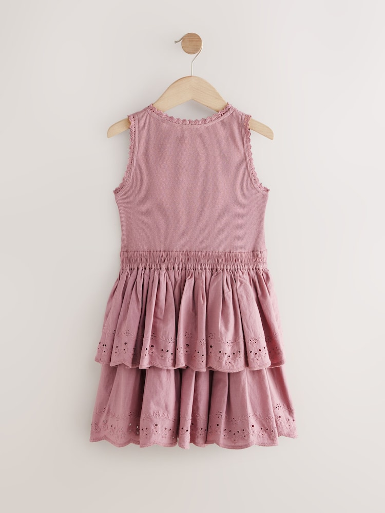 Purple Tiered Skirt 100% Cotton Dress (3-12yrs) - Image 6 of 9