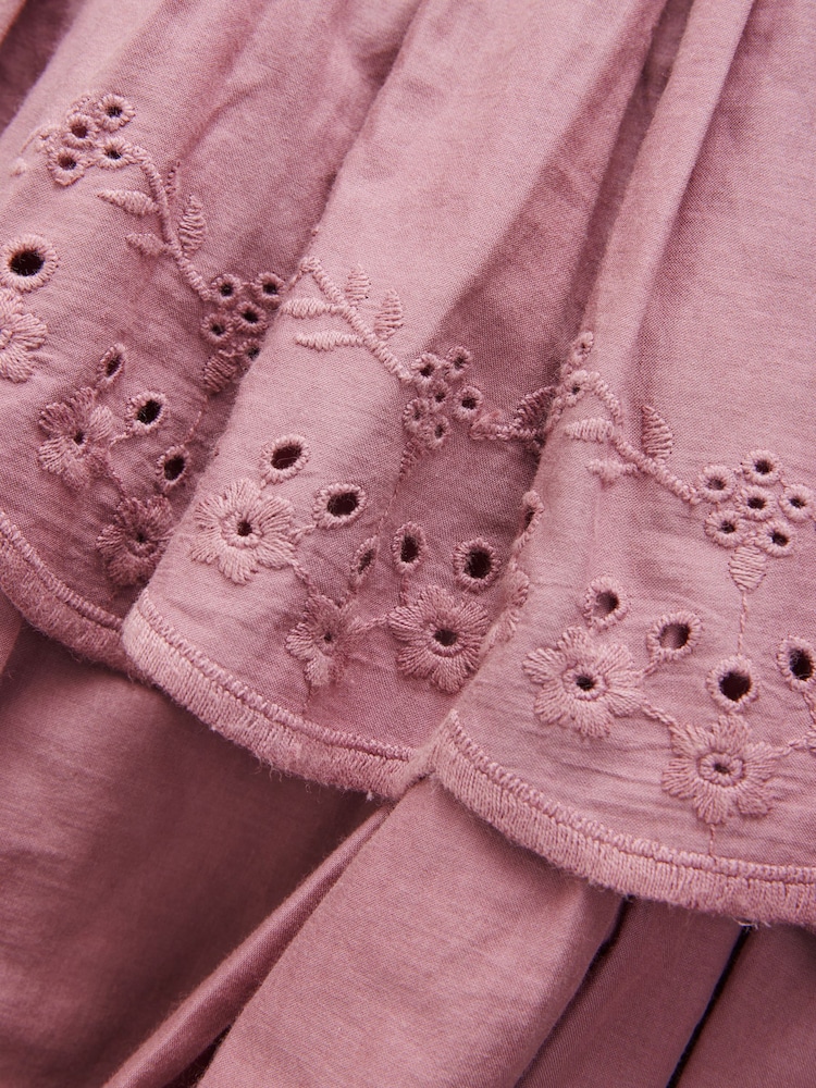 Purple Tiered Skirt 100% Cotton Dress (3-12yrs) - Image 9 of 9