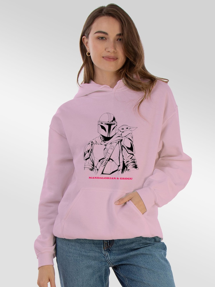 Brands In Pink Star Wars Mandalorian & Grogu Drawing Hoodie - Image 1 of 4