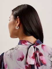 Ted Baker Blue Aracely Printed Long Sleeves Neck Tie  Mini Dress - Image 3 of 9