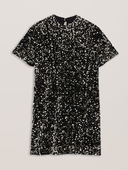 Ted Baker Black Audriyy Velvet Sequin T-Shirt Mini Dress - Image 7 of 7