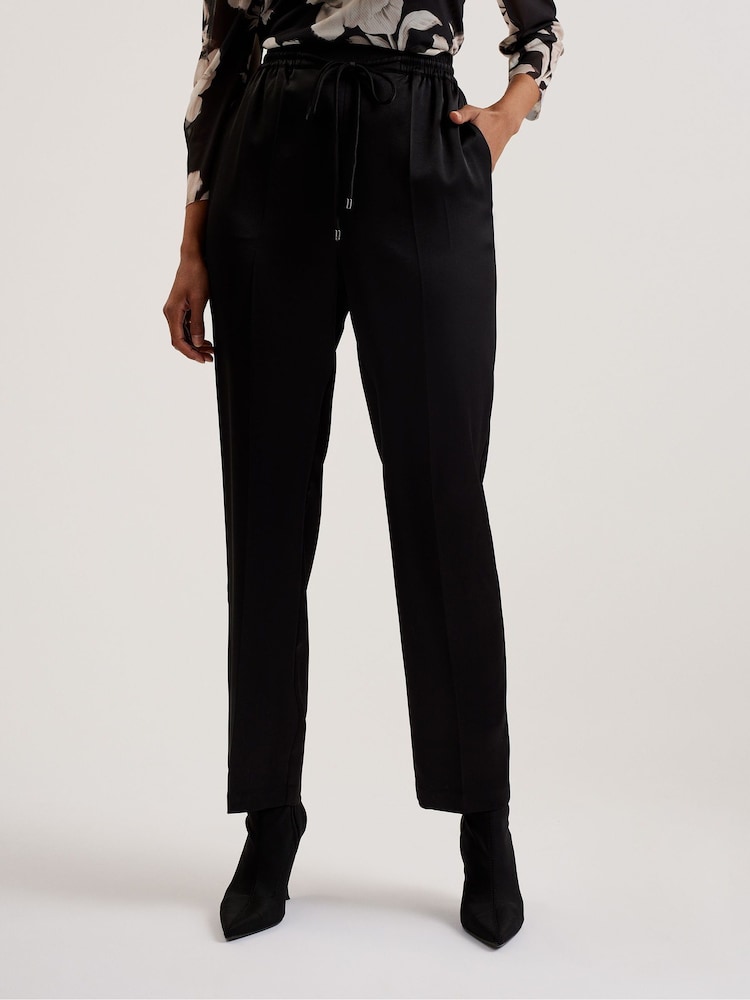 Ted Baker Black Natori Satin Slim Taper Joggers - Image 1 of 6