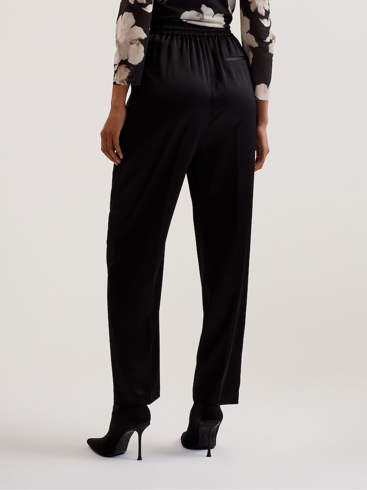 Ted Baker Black Natori Satin Slim Taper Joggers - Image 2 of 6