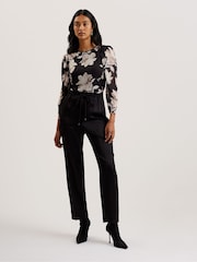 Ted Baker Black Natori Satin Slim Taper Joggers - Image 3 of 6