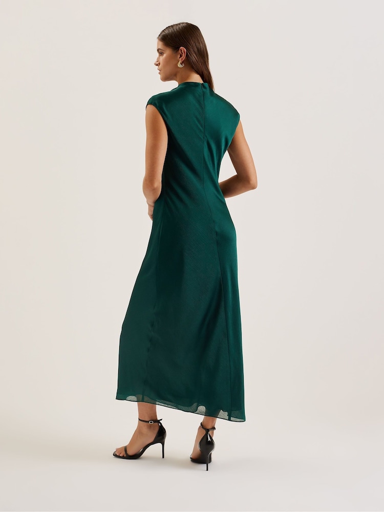 Ted Baker Green Rimini Draped Neck Detail Midi Dress - Image 2 of 6 Ted Baker Green Rimini Draped Neck Detail Midi Dress - Image 2 of 6
