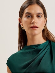 Ted Baker Green Rimini Draped Neck Detail Midi Dress - Image 3 of 6