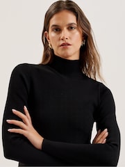 Ted Baker Black Asnes Knit Bodice Dress With Printed Wrap Skirt - Image 2 of 6