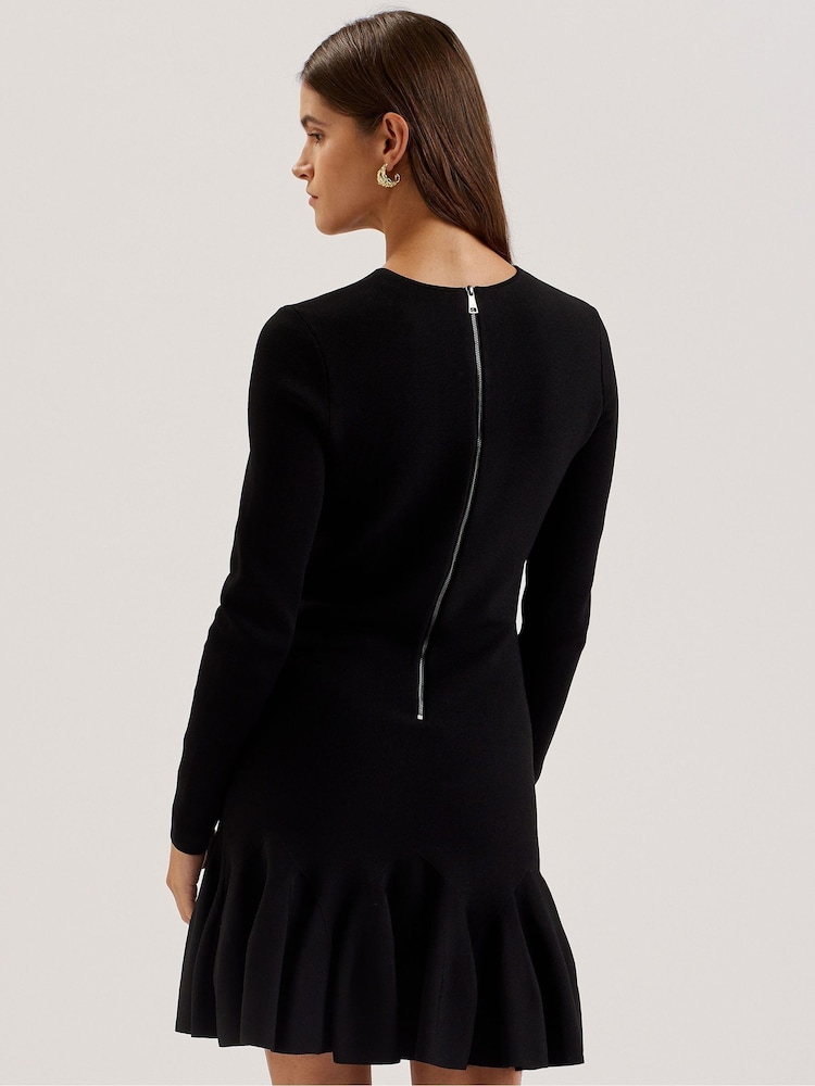 Ted Baker Black Loisss Flippy Skirt Long Sleeve Mini Dress - Image 2 of 7 Ted Baker Black Loisss Flippy Skirt Long Sleeve Mini Dress - Image 2 of 7