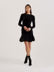 Ted Baker Black Loisss Flippy Skirt Long Sleeve Mini Dress - Image 3 of 7