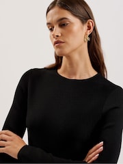 Ted Baker Black Loisss Flippy Skirt Long Sleeve Mini Dress - Image 4 of 7
