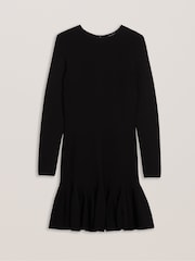 Ted Baker Black Loisss Flippy Skirt Long Sleeve Mini Dress - Image 5 of 7