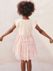Pink Floral Tiered Mesh Skirt Dress (3-12yrs) - Image 2 of 7