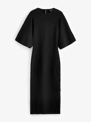 Ted Baker Black Lounia Fluted Sleeves Knitted Bodycon Midi Dress - Image 4 of 6