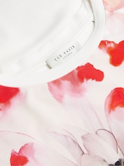 Ted Baker Cream Sindhaa Printed Short Sleeves Fitted T-Shirt - Image 6 of 7