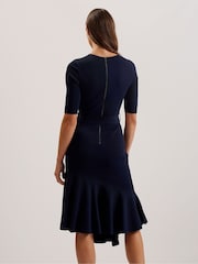 Ted Baker Blue Samalee Knitted Midi Dress With Flippy Skirt - Image 2 of 7