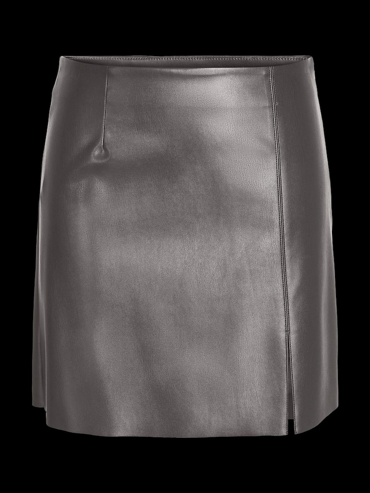 NOISY MAY Grey PU Faux Leather Mini Skirt - Image 2 of 2