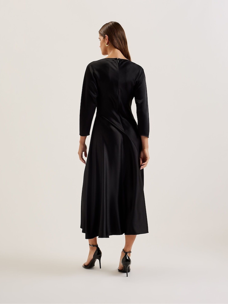 Ted Baker Black Avelli Curve Seam Detail Midi Dress - Image 2 of 6 Ted Baker Black Avelli Curve Seam Detail Midi Dress - Image 2 of 6
