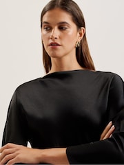 Ted Baker Black Avelli Curve Seam Detail Midi Dress - Image 3 of 6