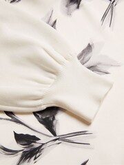 Ted Baker Cream Joiee V-Neck Printed Woven Front Jumper - Image 7 of 7