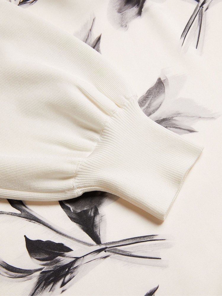 Ted Baker Cream Joiee V-Neck Printed Woven Front Jumper - Image 7 of 7