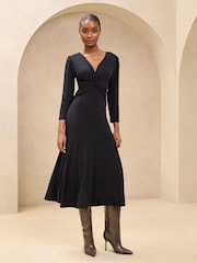 Negro - Lipsy V-Neck Twist Underbust Jersey Midi Dress - Imagen 1 de 4