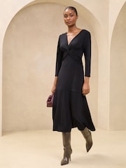 Negro - Lipsy V-Neck Twist Underbust Jersey Midi Dress - Imagen 3 de 4