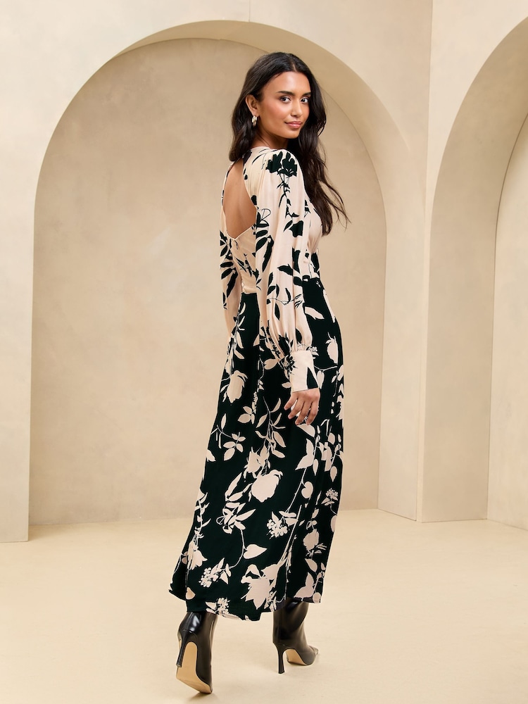 Lipsy Black/White Long Sleeve Split Detail Midi Dress - Image 4 of 4 Lipsy Black/White Long Sleeve Split Detail Midi Dress - Image 4 of 4