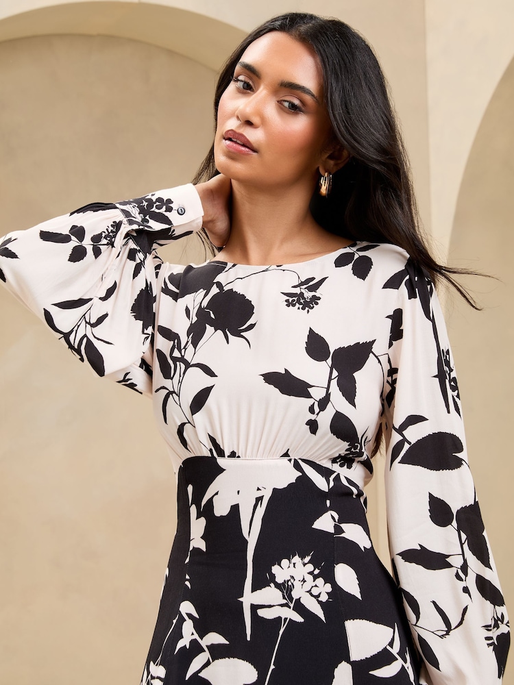 Noir - Lipsy Manches longues Split Detail Mi-long Robe - Image 3 of 4