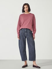 Hush Pink Emily Puff Sleeve 100% Cotton Jersey Top - Image 2 of 5