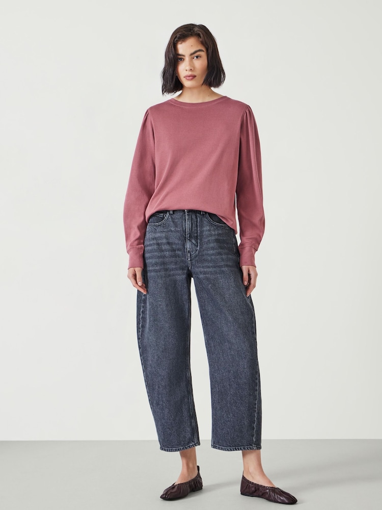 Hush Pink Emily Puff Sleeve 100% Cotton Jersey Top - Image 2 of 5