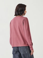 Hush Pink Emily Puff Sleeve 100% Cotton Jersey Top - Image 3 of 5
