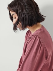 Hush Pink Emily Puff Sleeve 100% Cotton Jersey Top - Image 4 of 5